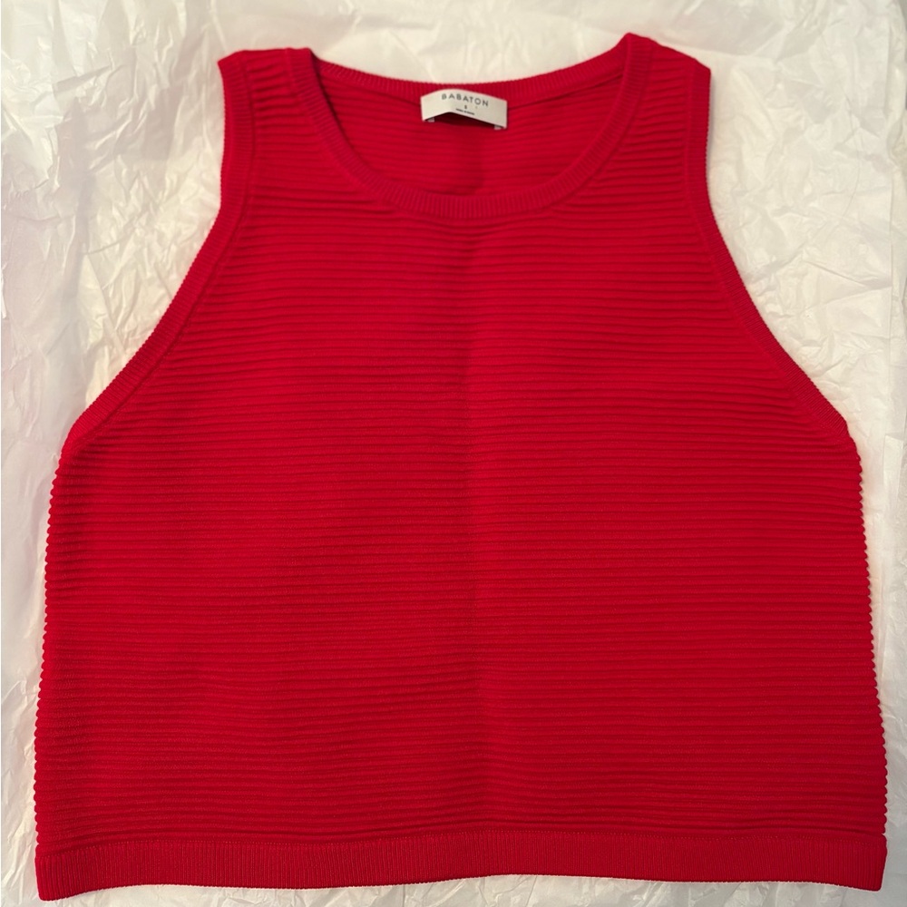 Babaton Red Ribbed Tank Top